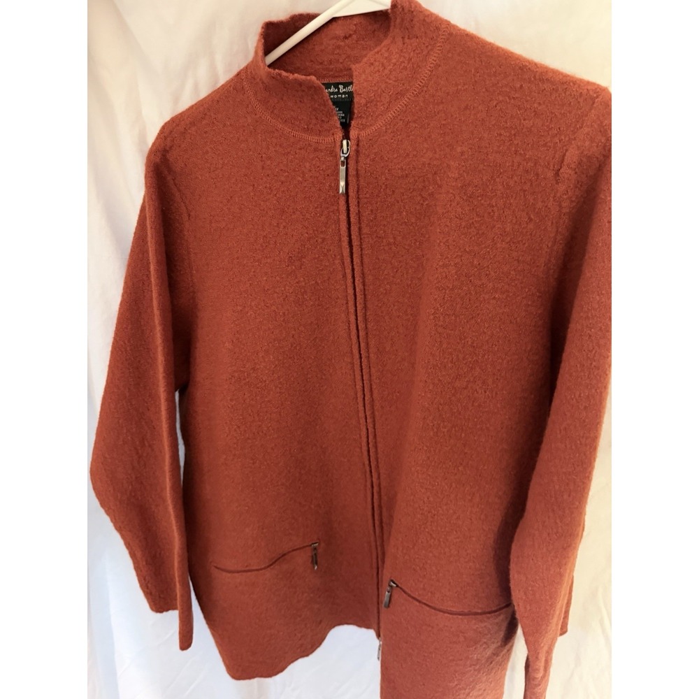 Alexandra Bartlett Wool jacket zip up sweater cardigan 1X orange rust